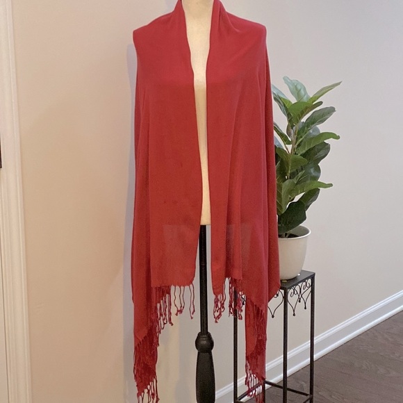 Pashmina Scarf Shawl Cape Wine Color EUC - Picture 1 of 5